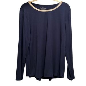 Chicos navy shirt with gold collar women’s size 3 16 18 excellent condition.